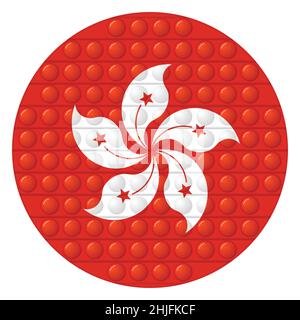 Glaskugel mit Flagge von Hongkong. Runde Kugel, Vorlagensymbol. Nationales Symbol. Realistische Kugel, glänzend, Vektorgrafik 3D. Trendy Stock Vektor