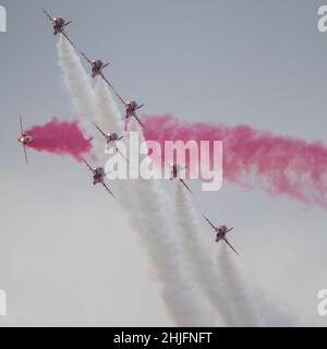 RAF Red Arrows Air Display Duxford Airshow 2021 Stockfoto