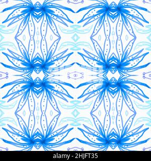 Handgezeichnetes, florales Ethno-Muster. Nahtloser abstrakter Batikdruck. Stockfoto