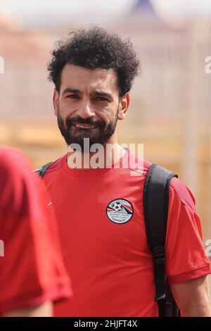 Kamerun, Yaounde, 29. Januar 2022. Mohamed Salah aus Ägypten beim Training vor dem Viertelfinalspiel zwischen Ägypten und Marokko beim Africa Cup of Nations im Trainingsgelände Olembe Stadium. Kredit: Sebo47/Alamy Live Nachrichten Stockfoto