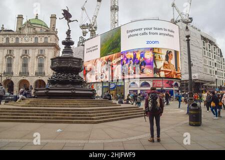 Piccadilly Circus, London, Großbritannien 29th. Januar 2022. Stockfoto