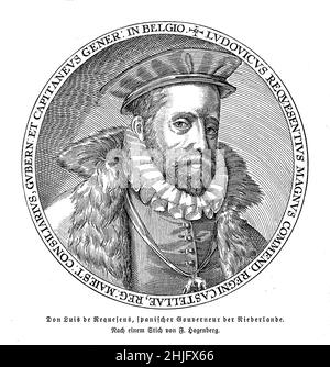 Porträt von Luis de Requesens y Zuniga ( 1528 - 1576) Spanischer General, Seemann, Diplomat und Politiker, Gouverneur des Herzogtums Mailand und der spanischen Niederlande Stockfoto