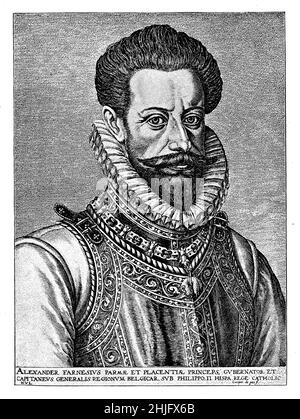 Porträt von Alessandro Farnese (1545-1592) Herzog von Parma, Piacenza und Castro, italienischer Adel, General der spanischen Armee und Gouverneur der spanischen Niederlande Stockfoto