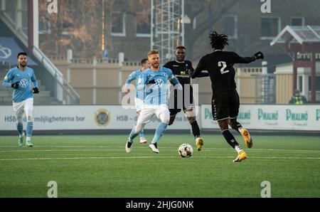 Malmoe, Schweden. 28th Januar 2022. Anders Christiansen (10) von Malmoe FF bei einem Testspiel zwischen Malmoe FF und Jammerbugt FC bei Malmoe Idrottsplats in Malmoe. (Foto: Gonzales Photo/Alamy Live News Stockfoto