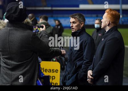 Kieran McKenna, Manager von Ipswich Town, spricht mit den Medien, nachdem seine Seite am Mittwoch 1-0 gegen Sheffield verloren hatte Stockfoto