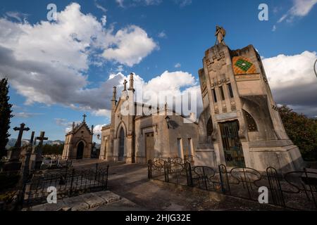 Modernistisches Mausoleum der Familie Bestard, 19th Jahrhundert, Friedhof Santa Maria, Mallorca, Balearen, Spanien Stockfoto