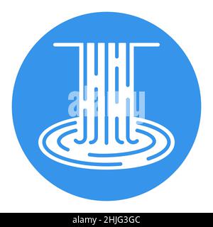 Wasserfall von natürlichen Urlaub Vektor Glyphe isoliert Symbol. Naturzeichen. Graph-Symbol für Reise- und Tourismus-Website und Apps Design, Logo, App, UI Stock Vektor