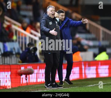 Peterborough, England, 29th. Januar 2022. Darren Ferguson-Manager von Peterborough Utd während des Sky Bet Championship-Spiels an der London Road, Peterborough. Bildnachweis sollte lauten: David Klein / Sportimage Kredit: Sportimage/Alamy Live News Stockfoto