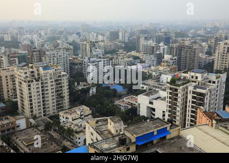 Dhaka, Bangladesch. 28th Januar 2022. Luftaufnahme des Gulshan-Gebiets in Dhaka City, Bangladesch. (Foto von MD Manik/SOPA Images/Sipa USA) Quelle: SIPA USA/Alamy Live News Stockfoto