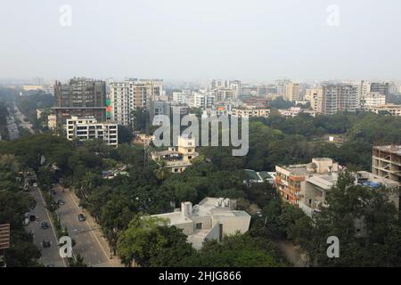 Dhaka, Bangladesch. 28th Januar 2022. Luftaufnahme des Gulshan-Gebiets in Dhaka City, Bangladesch. (Foto von MD Manik/SOPA Images/Sipa USA) Quelle: SIPA USA/Alamy Live News Stockfoto