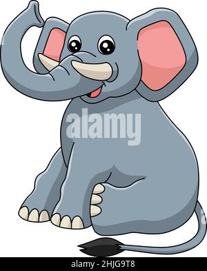 Elephant Cartoon Clipart Vektor Illustration Stock Vektor