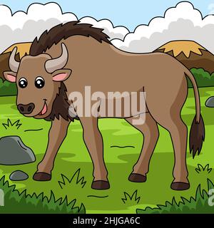 Gnus Cartoon Vektor Farbige Illustration Stock Vektor