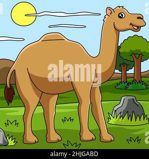 Dromedar Cartoon Vektor Farbige Illustration Stock Vektor