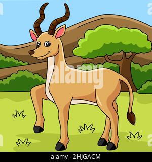 Antelope Cartoon Vektor Farbige Illustration Stock Vektor