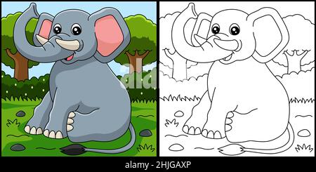 Elefant Malseite Vektor Illustration Stock Vektor