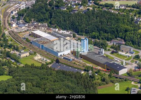 Luftaufnahme, thyssenkrupp Steel Europe AG Werk Finnentrop, Altfinnentrop, Finnentrop, Sauerland, Nordrhein-Westfalen, Deutschland, DE, Europa, CO Stockfoto