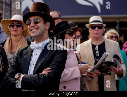 Hallandale Beach, FL, USA. 29th Januar 2022. 29. Januar 2022: Szenen vom Pegasus Weltcup-Tag im Gulfstream Park in Hallandale Beach, Florida am 29th. Januar 2022. Scott Serio/Eclipse Sportswire/CSM/Alamy Live News Stockfoto