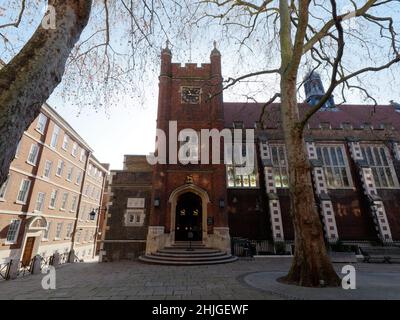 London, Greater London, England, Januar 5. 2022: Middle Temple Hall eines der vier Inns of Court für die Ausbildung von Jurastudenten im Rechtsbezirk. Stockfoto