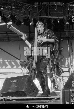 Die englische Band Hawkwind tritt beim Reading Festival 1977 in England auf. Stockfoto