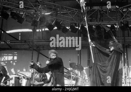 Die englische Band Hawkwind tritt beim Reading Festival 1977 in England auf. Stockfoto