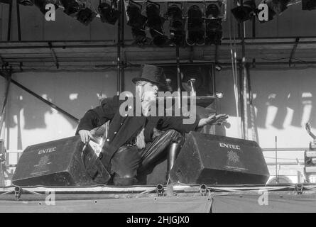 Die englische Band Hawkwind tritt beim Reading Festival 1977 in England auf. Stockfoto