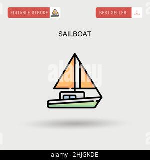 Einfaches Vektorsymbol für Segelboot. Stock Vektor
