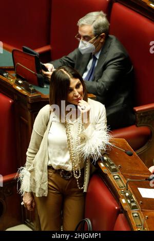 Rom, Italien. 29th Januar 2022. Daniela Santanche' während der achten Sitzung der Abstimmung zur Wahl des neuen Präsidenten der Italienischen Republik im Plenum des Abgeordnetenhauses. Rom (Italien), 29. Januar 2022 in Rom, Italien.Foto Samantha Zucchi Insidefoto Quelle: Insidefoto srl/Alamy Live News Stockfoto