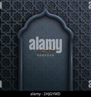 Arabischer Text, übersetzt als Ramadan, zur Feier des muslimischen Gemeindefestes. Stock Vektor