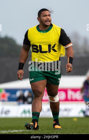 Galway, Irland. 29th Januar 2022. Tietie Tuimauga von Connacht während des Spiels der United Rugby Championship Round 11 zwischen Connacht Rugby und Glasgow Warriors am 29. Januar 2022 auf dem Sportplatz in Galway, Irland (Foto von Andrew SURMA/ Quelle: SIPA USA/Alamy Live News Stockfoto