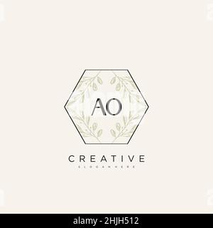 AO Anfangsbuchstabe Blume Logo Vorlage Vektor Premium Vektor Stock Vektor