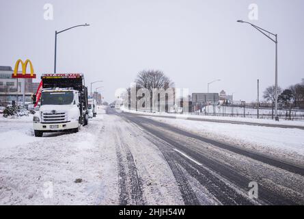 Bronx, USA. 29th Januar 2022. Major Nor'easter verschneit am Samstag, den 29. Januar 2022 in der Bronx, NY. (Foto von Steve Sanchez/SipaUSA). Quelle: SIPA USA/Alamy Live News Stockfoto