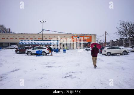 Bronx, USA. 29th Januar 2022. Major Nor'easter verschneit am Samstag, den 29. Januar 2022 in der Bronx, NY. (Foto von Steve Sanchez/SipaUSA). Quelle: SIPA USA/Alamy Live News Stockfoto