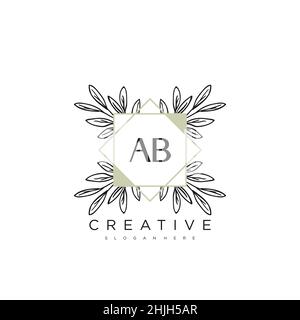 Ab Anfangsbuchstabe Blume Logo Vorlage Vektor Premium-Vektor Stock Vektor