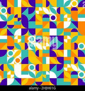 Bauhaus nahtlose Retro-Muster, Vintage Fliesen abstrakten Hintergrund Stock Vektor