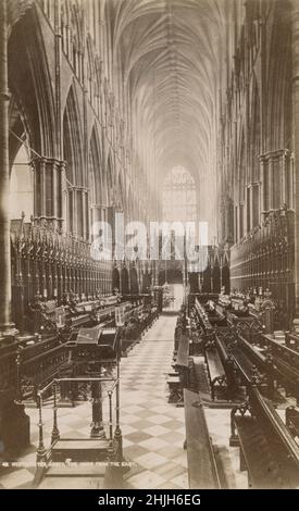 Antike Fotografie von den Chorständen aus dem Osten in Westminster Abbey in London, England, um 1890. QUELLE: ORIGINAL ALBUMIN FOTO Stockfoto