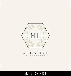 BT Initial Letter Flower Logo Template Vektor Premium-Vektor Stock Vektor