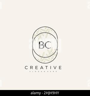 BC Initial Letter Flower Logo Template Vektor Premium-Vektor Stock Vektor