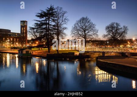 Stratford-upon-Avon in der Abenddämmerung, Warwickshire, England Stockfoto