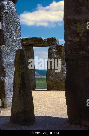 Stonehenge, ein prähistorischer Steinkreis in Wiltshire, England, wurde 1974 zum Weltkulturerbe erklärt. Der öffentliche Zugang wird nun viel strengerer verwaltet. Stockfoto