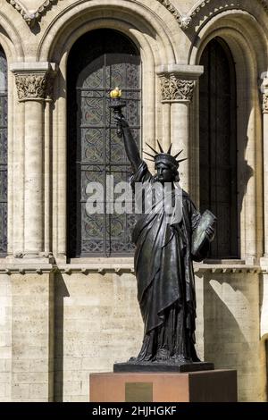 Frankreich. Paris (75) (3th Bezirk). Im Museum of Arts and Crafts, rue Réaumur, eine kleine Reproduktion der Freiheitsstatue (von Bartholdi), auf dem Stockfoto