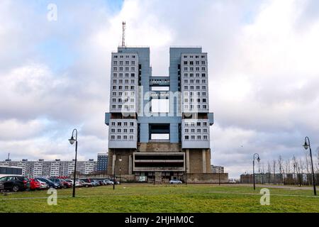 Haus der Sowjets in Königsberg, ein verlassenes Gebäude im architektonischen Stil der sowjetischen Moderne Stockfoto