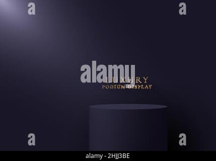 3D realistische Luxus Podium Plattformen Display mit Licht und Schatten auf dunkelviolettem Hintergrund. Sie können für Show-Kosmetik-Produkte verwenden, Bühne Schaufenster s Stock Vektor