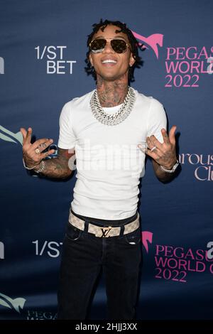 Hallandale FL, USA. 29th Januar 2022. Swae Lee nimmt am 29. Januar 2022 an der Pegasus-Weltmeisterschaft 2022 im Gulfstream Park in Hallandale, Florida Teil.Kredit: Mpi04/Media Punch/Alamy Live News Stockfoto