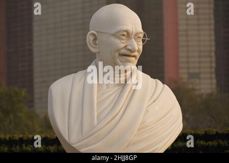 New Delhi, Indien, 2022.das Charkha Museum in Connaught Place. Mahatma Gandhi ist der Vater der Nation. Stockfoto