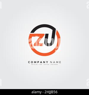 Minimal Business Logo für Alphabet ZU - Anfangsbuchstabe Z und U Logo= Stock Vektor