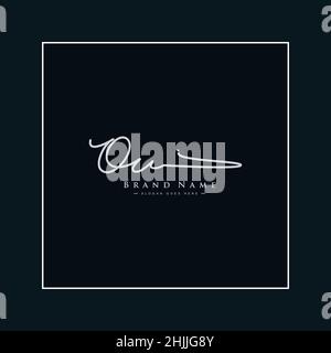 Anfangsbuchstabe OU-Logo - handgezeichnetes Signaturlogo - Vektorlogo im Signaturstil Initialen Stock Vektor