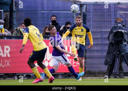 BRUSSEL, BELGIEN - 30. JANUAR: Während des Jupiler Pro League-Spiels zwischen Royale Union Saint-Gilloise und RSC Anderlecht am 30. Januar 2022 im Joseph Marien Stadion in Brussel, Belgien (Foto: Joris Verwijst/Orange Picts) Stockfoto