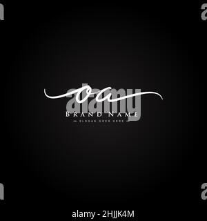 Anfangsbuchstabe OA-Logo - handgezeichnetes Logo im Signaturstil - einfaches Vektorlogo im Signaturstil für Markeninitialen. Stock Vektor