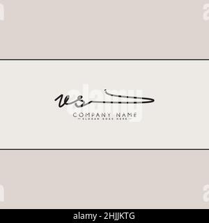 Anfangsbuchstabe VS-Logo - handgeschriebenes Logo im Signaturstil - einfaches Vektorlogo im Signaturstil für Markenname-Initialen. Stock Vektor