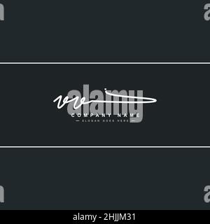 Anfangsbuchstabe VV-Logo - handgeschriebenes Signaturlogo - einfaches Vektorlogo im Signaturstil für Markenname-Initialen. Stock Vektor